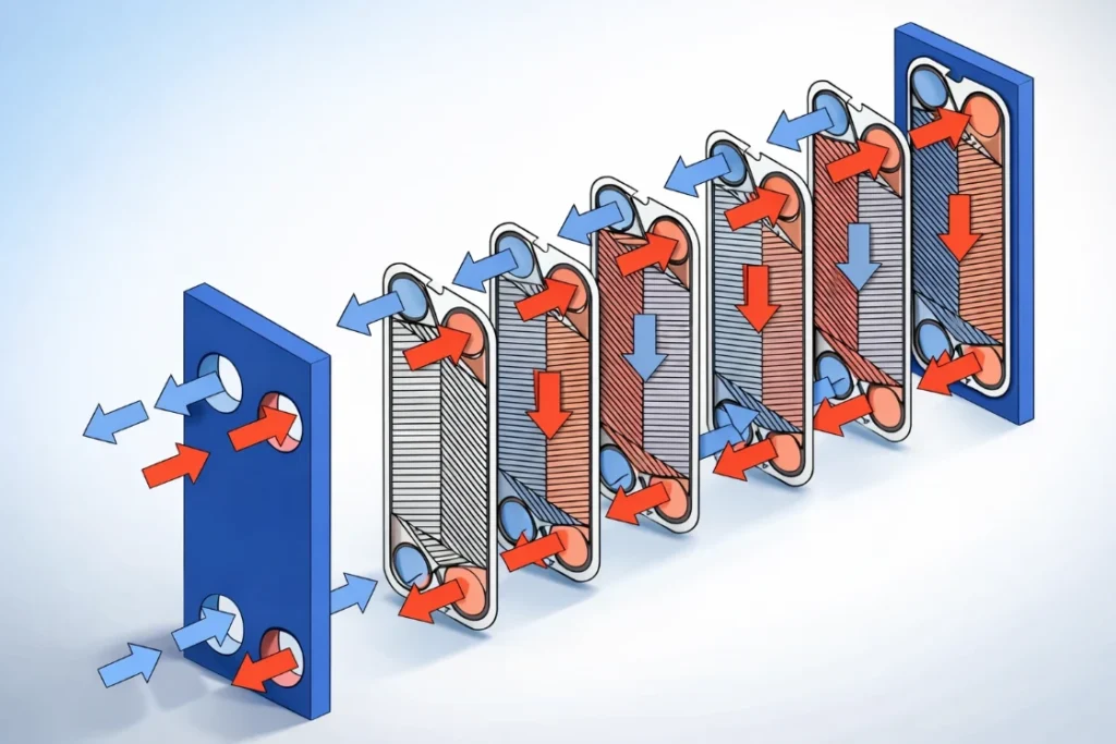 plate heat exchanger flow path diagram