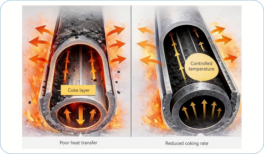heavy oil coking furnace coke control for mobile