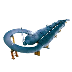 Loop reactor vessel configuration for polyethylene and polypropylene polymerization