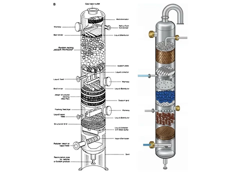 packed distillation column structure