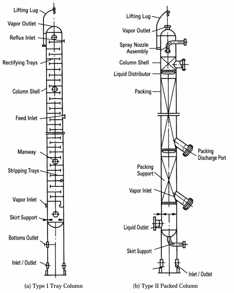 tray vs packed distillation column
