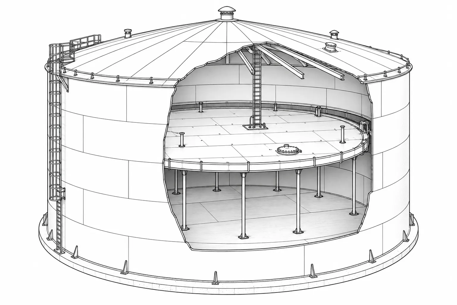 internal floating roof crude oil storage tank