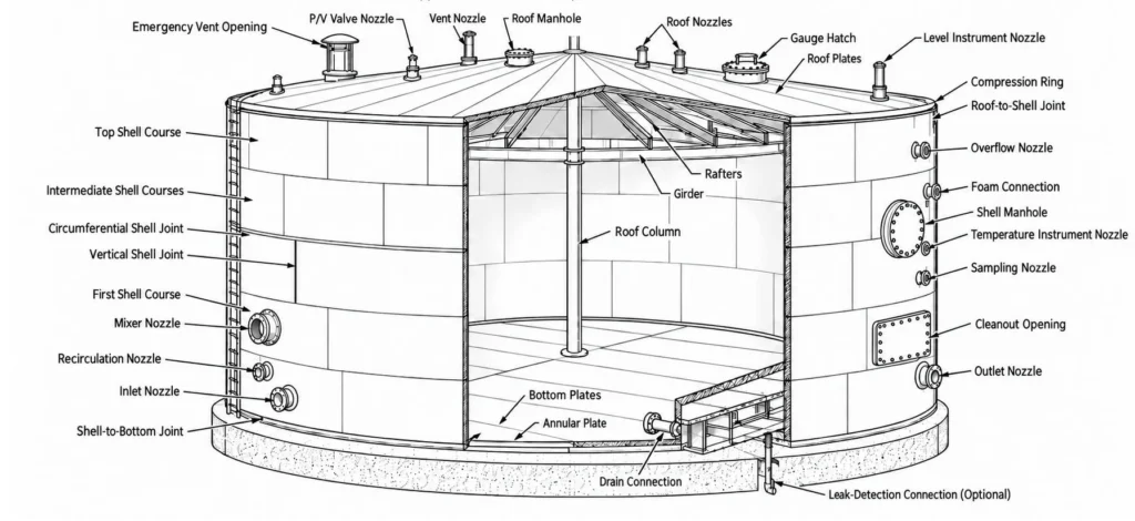 major components of atmospheric storage tank